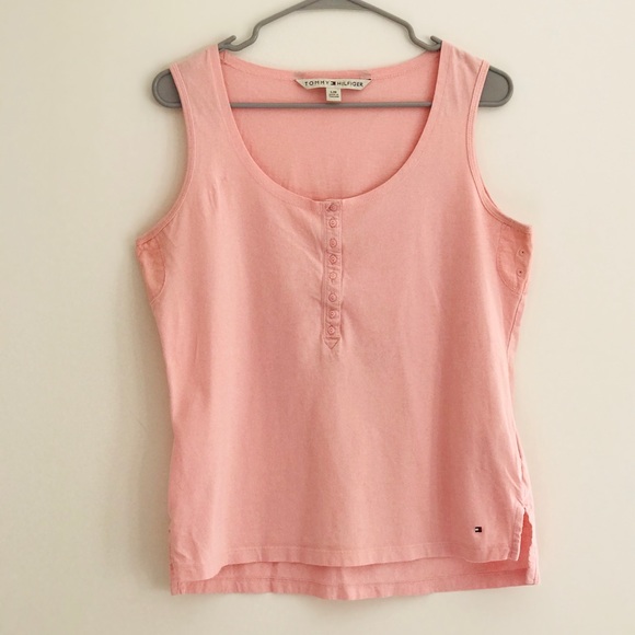 Tommy Hilfiger- Peachy Pink Tank Top Summer Shirt - Picture 1 of 7